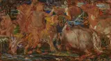 Philipp Otto Schäfer, Mythological Scene with a Centaur and Dionysos (?), Watercolour on tinted paper, mounted on card