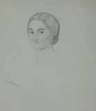Ludwig Knaus, Portrait of a Young Woman, Charcoal on tinted paper