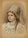 Wilhelm Amandus Beer, Portrait of the Artist's Daughter Amanda Beer, Watercolour over pencil