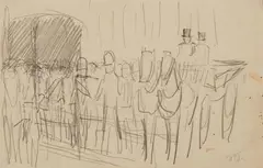 A Street Scene by Wilhelm Trübner, Pencil on Acten paper, offered May 2016