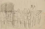Wilhelm Trübner, A Street Scene, Pencil on Acten paper