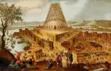 King Nimrod before the Tower of Babel by circle of Hendrick van Cleve Iii, Oil on panel (with the panel mark of Michel Claessens), offered May 2016