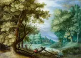 Jan Brueghel the Elder, Forest Landscape with Ramblers