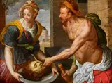 Jacob de Backer, Salome with the Head of John the Baptist, Oil on panel (parquetted)