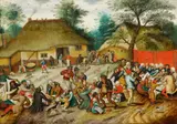 The Peasant Wedding Feast by Pieter Brueghel the Younger, Oil on panel, sold May 2016