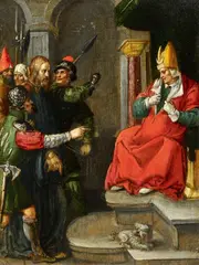 attributed to Jacob Pynas, Christ before Annas Christ before Caiaphas, Oil on panel. Each