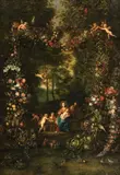 A Garland of Fruits with the Holy Family by studio of Jan Brueghel the Elder, Oil on canvas (relined), offered May 2016