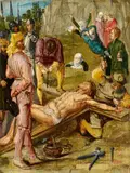 attributed to Jacob Pynas, The Nailing of Christ to the Cross The Crucifixion, Oil on panel. Each