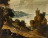 Landscape with Daedalus and Icarus by Flemish School of the early 17th century, Oil on canvas (relined), sold May 2016