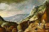 Sebastiaan Vrancx Joos de Momper, Mountain Landscape with an Ambush, Oil on panel (parquetted)