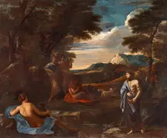 Nicolas Poussin, Landscape with Apollo and Marsyas, Oil on canvas (relined)