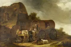 Pieter de Molijn, Travellers Resting by their Coach, Oil on panel