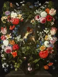 Jan Philip van Thielen, Venus and Adonis in a Floral Garland, Oil on canvas