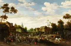 Cornelis Droochsloot, Village Scene with a Peasant Festival, Oil on panel (parquetted)