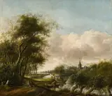 Anthonie van Croos, River Landscape with Fishermen, Oil on canvas (relined)
