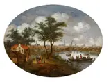 River Landscape with a Town in the Background by Netherlandish School of the 17th century, Oil on panel, offered May 2016