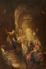 Christ before Caiaphas by Andrea Celesti, Oil on canvas (relined), offered May 2016