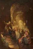 Andrea Celesti, Christ before Caiaphas, Oil on canvas (relined)