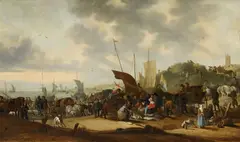Coastal Landscape with Fishmongers by Hendrick de Meijer, Oil on panel, sold May 2016