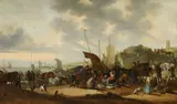 Hendrick de Meijer, Coastal Landscape with Fishmongers, Oil on panel