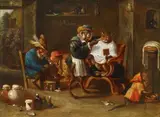 Ferdinand van Kessel the Elder, The Monkey Barber, Oil on canvas (relined)