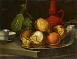 Cristoforo Munari, Still Life with Citrus Fruits in a Pewter Dish and Chinese Porcelain, Oil on canvas