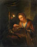 Arnold Boonen, A Lady Reading by Candlelight, Oil on canvas (relined)