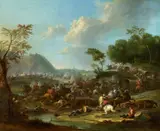 called Le Chevalier Karel Breydel, Cavalry Battle, Oil on copper