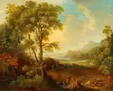 Leonhard Trippel, A Panoramic River Landscape, Oil on panel