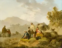 Julius Caesar Ibbetson, Travelling Folk in Wales - Two Paintings, Oil on canvas. Each