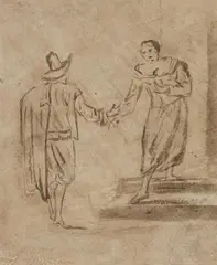Cornelis Troost, The Meeting, Grey ink