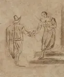 Cornelis Troost, The Meeting, Grey ink