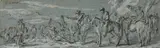 Charles Parrocel, Soldiers, Brown ink, heightened with white on tinted paper