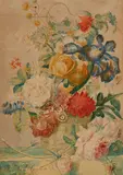 Floral Still Life by Jan van Huysum, Watercolour on paper (with fragmentary van de Ley watermark), offered May 2016