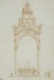 Design for a Monumental Altar by French School of the 18th century, Brown ink on textured paper, sold May 2016