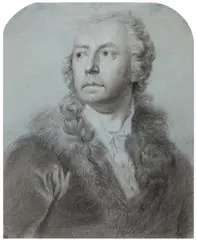 Anton Raphael Mengs, A Portrait of the Artist's Father, Black chalk on blue tinted paper