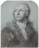 Anton Raphael Mengs, A Portrait of the Artist's Father, Black chalk on blue tinted paper