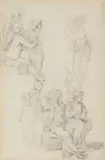 Figure Studies by French School of the 18th century, Black chalk, offered May 2016
