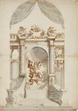 Design for an Altarpiece by South German School 1st half 18th century, Brown ink and grey and brown was, sold May 2016