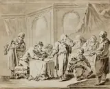 Tiberius Dominikus Wocher, Christ in the Temple, Pen and grey ink