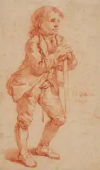 A Standing Youth by Pierre-Alexandre Wille, Red chalk on paper, offered May 2016