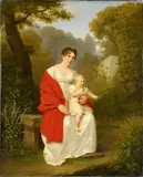Frédéric Fregevize, Portrait of Friedericke Frick with her Son, Oil on canvas Signed and dated lower left: F.Frégevize
