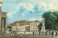 Friedrich Wilhelm Klose, Beneath the Lime Trees at the Crown Prince's Palace, Watercolour Signed lower left: F. W. Klose