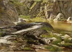 Adolf Carl Henning, Landscape Study, Oil on paper, mounted on canvas Monogrammed and dated lower right: AH