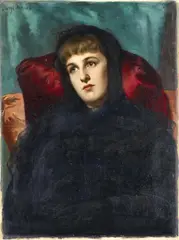 George Mosson, Portrait of a Lady before a Green Background, Oil on canvas Signed and dated upper left: Georges Mosson