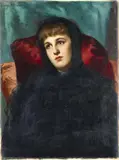 George Mosson, Portrait of a Lady before a Green Background, Oil on canvas Signed and dated upper left: Georges Mosson