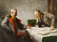 Hugo Vogel, Paul von Hindenburg and Erich Ludendorff Playing Cards, Oil on canvas Signed lower right: Hugo Vogel