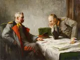 Hugo Vogel, Paul von Hindenburg and Erich Ludendorff Playing Cards, Oil on canvas Signed lower right: Hugo Vogel