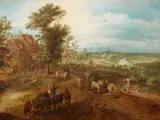Landscape with Figures and a Covered Wagon by follower of Jan Brueghel the Younger, Oil on panel, offered Mar 2016