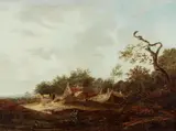 Landscape with Hunters by follower of Cornelis Gerritsz. Decker, Oil on panel, sold Mar 2016